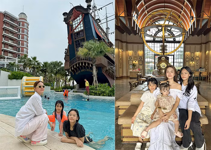 Phạm Quỳnh Anh cùng cả gia đình đi nghỉ dưỡng ở một resort tại Mũi Né.