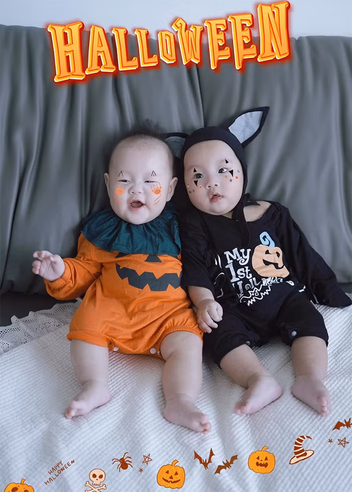 Cặp song sinh Jimmy - Jenny chào đời vào giữa tháng 5/2024. Phương Oanh mang song thai bằng phương pháp IVF và sinh mổ hai bé.