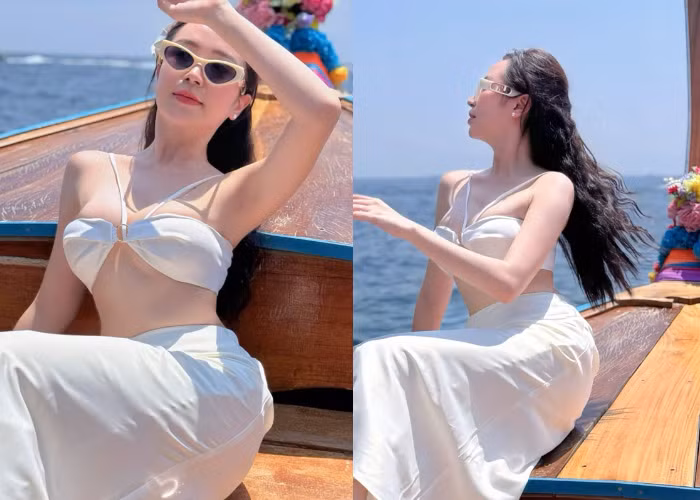  Kim Oanh và chồng, nam diễn viên kiêm người mẫu Vũ Tuấn Việt đang có kỳ nghỉ trăng mật tại Thái Lan.
