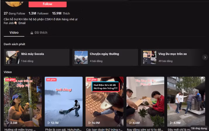 Hiện trang cá nhân TikTok Hằng Du Mục đang có hơn 1,3 triệu lượt theo dõi cùng hàng trăm video.