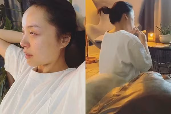 Quang Đạt còn giữ cả bộ sưu tập ảnh "dìm hàng" bạn gái. Trong ảnh, Hà Trúc khóc sưng mắt vì coi phim Hàn Quốc và say sưa ăn bánh tráng và không biết mình bị "dìm" từ lúc nào.