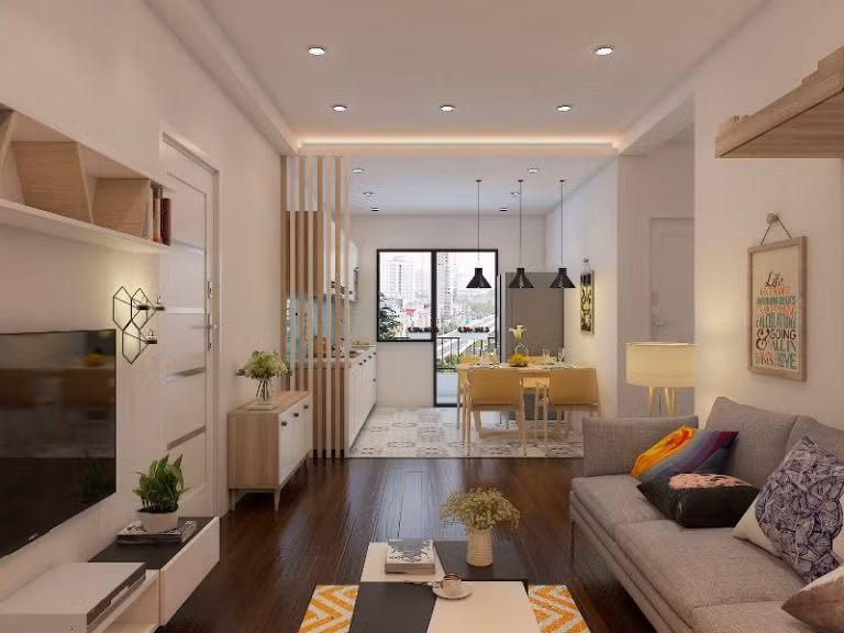 Ánh sáng được lưu thông trong nhà nhờ vào sự liền mạch của không gian. Vì vậy, một cách lấy ánh sáng cho nhà ống hiệu quả nữa là tạo ra những khoảng thông nhau giữa các không gian trong phòng. Ảnh: Xaynhapho.