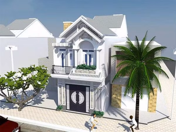  Nhà ống mái thái có lợi thế về chiều ngang, mặt tiền thiết kế hiện đại, giống như một căn biệt thự phố. Ảnh: Internet.