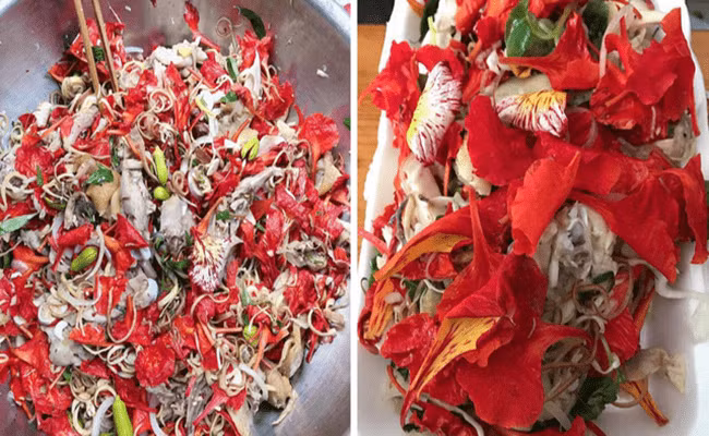Trong đó, nổi tiếng nhất là gỏi gà hoa phượng - đặc sản phổ biến ở một số tỉnh miền Tây Nam Bộ.