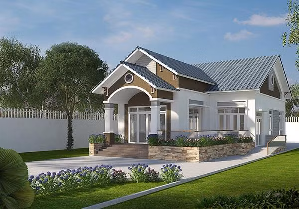 Với khoảng sân rộng, nhà cấp 4 chữ L có thể dễ dàng bố trí các không gian, tận dụng sân trống làm vườn nhỏ, nơi để xe,…Ảnh: Internet. Video: Kiến trúc hiện đại cho ngôi nhà liền kề. Nguồn: VTC1
