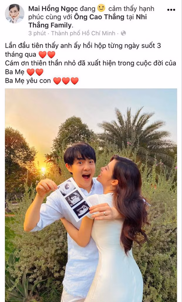 Mới đây, vợ chồng Đông Nhi - Ông Cao Thắng chính thức xác nhận mang thai con đầu lòng sau 5 tháng kết hôn. Tin vui này khiến cả showbiz "nổ tung" trong lời chúc mừng. Ảnh: Facebook