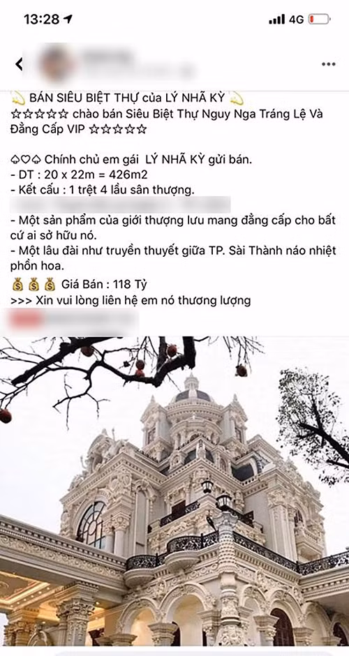 Theo Vietnamnet, những ngày gần đây, mạng xã hội xuất hiện một số bài đăng thông tin chào bán căn biệt thự trăm tỷ của Lý Nhã Kỳ ở Quận 2, TP. HCM. Tuy nhiên, Lý Nhã Kỳ đã phủ nhận điều này.