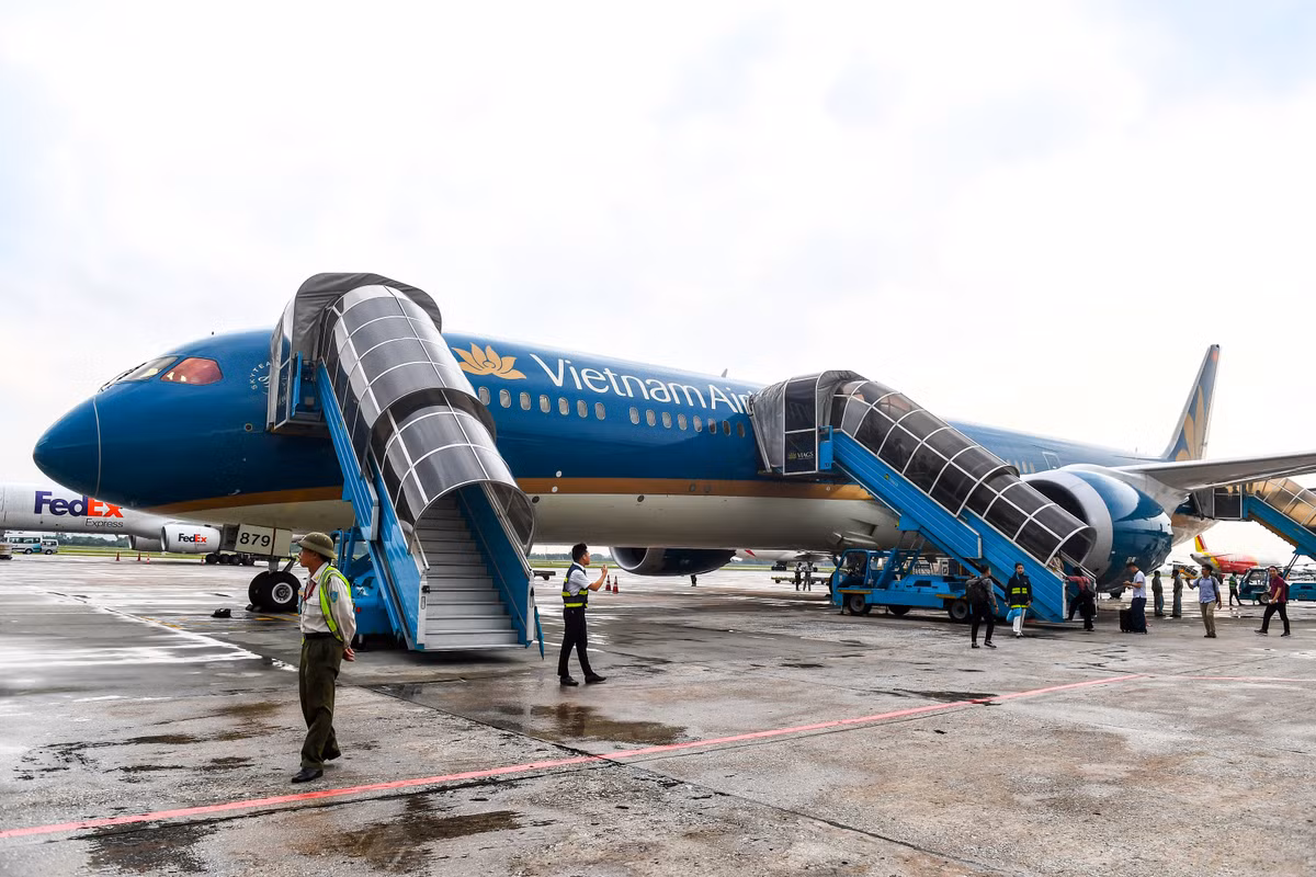 Có kích thước lớn nhất trong gia đình máy bay Boeing 787, Boeing 787-10 là loại máy bay hiện đại nhất và có kích thước lớn nhất được khai thác tại Việt Nam hiện nay. Ảnh: VNA.
