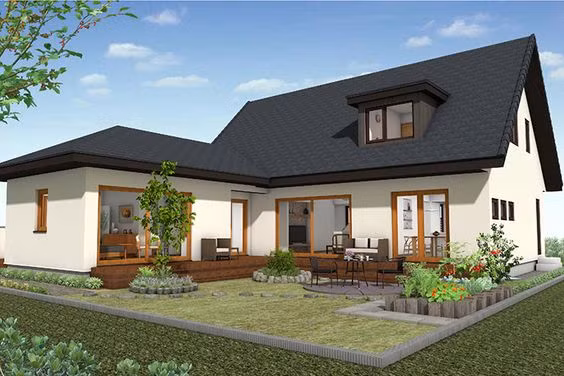 Nhà vườn mái thái có lối đi thông thoáng, tiểu cảnh sân vườn trước sau rộng, mang đến không gian sống lý tưởng. Ảnh: Xaydungso.