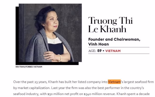 Biet gi ve quy ba Le Khanh lot Top Doanh nhan quyen luc nhat Chau A?