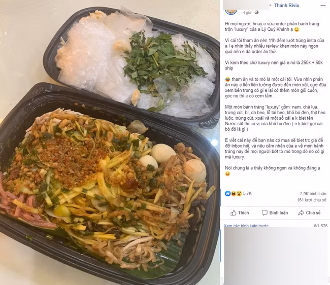 Banh trang tron 250k/suat bi che, Ly Qui Khanh mang nguoi 'song da tam'