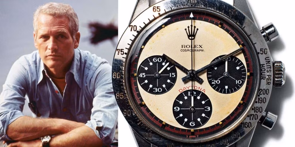  Đồng hồ Rolex của huyền thoại màn bạc Paul Newman từng được bán với giá 17,6 triệu USD. Thiết kế đắt đỏ không phải do chất liệu hay quý hiếm, mà ở ý nghĩa của nó. Minh tinh Joan Woodward - vợ Paul - tặng chồng khi ông đóng phim "Winning" năm 1969.