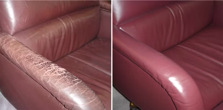 Mua nước sơn chuyên dụng và tiến hành phun xịt theo màu yêu thích không chỉ loại bỏ vết nứt mà còn có thể thay "áo mới" cho sofa.