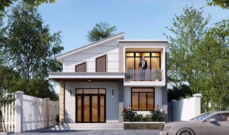 Không quá nhiều công năng, nhà cấp 4 gác lửng chỉ bố trí một phòng ngủ rộng rãi, cạnh ban công với tầm nhìn rất đẹp. Phần còn lại để làm thông tầng giúp không gian thông thoáng. Ảnh: Vtkong. Video: Kiến trúc hiện đại cho ngôi nhà liền kề. Nguồn: VTC1