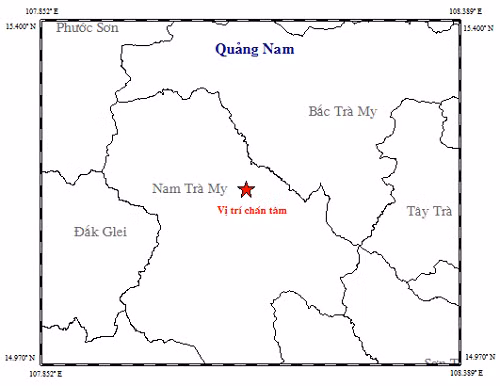 Vị trí xảy ra trận động đất.