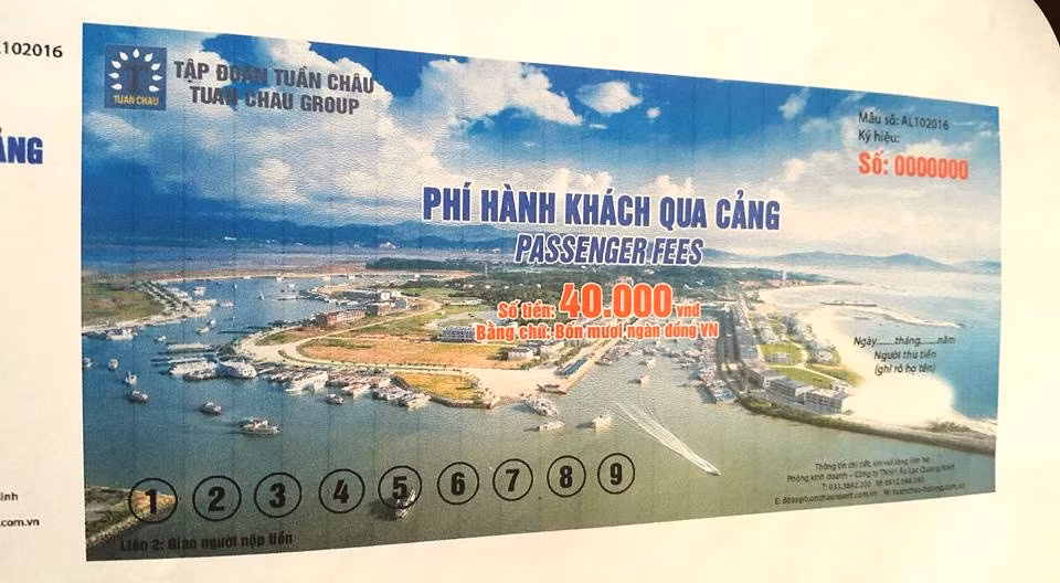 Mẫu vé thu phí qua cảng.
