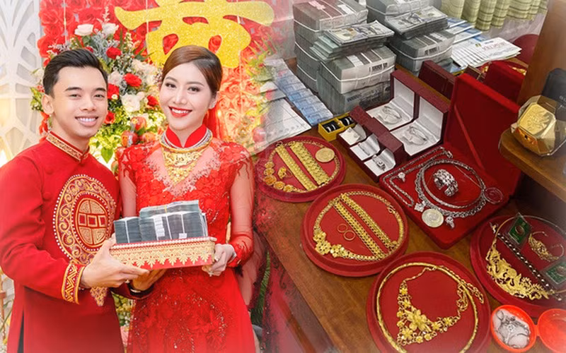 Tuy nhiên, đám cưới với của hồi môn nhiều tới mức lên tới hàng tỷ đồng thì quả là khiến cư dân mạng phải ngỡ ngàng. Ảnh: Tổng hợp