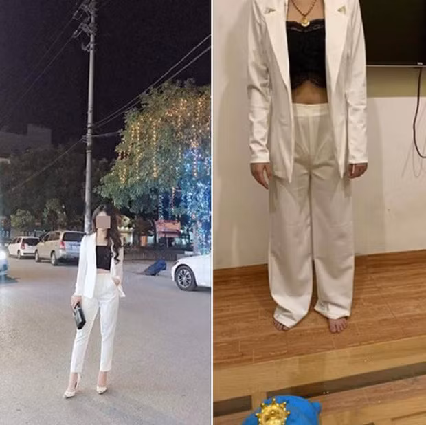 Mặc dù kiểu dáng nhìn thoáng qua khá giống nhau, nhưng nhìn 2 người mặc thật là... chẳng có chút liên quan nào.