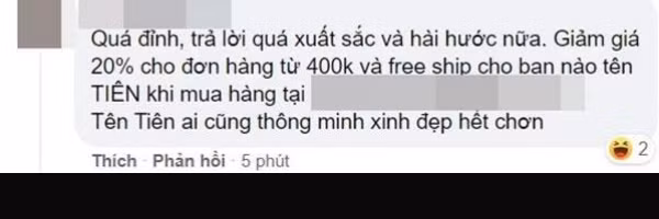 Bên cạnh việc gửi lời chúc đến tân Hoa Hậu Hòa Bình, nhiều shop quần áo còn khẳng định sẽ đồng loạt giảm giá cho những người tên Tiên.
