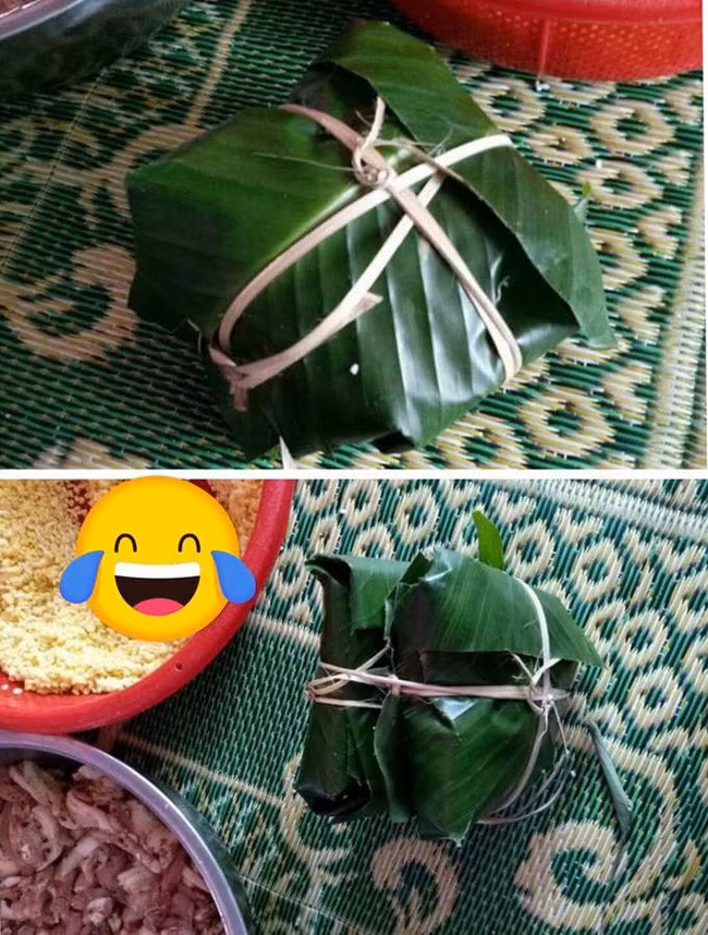 Bạn trẻ này tự tin là hẳn 1 cặp bánh chưng nhưng kết quả thì ai cũng phì cười.