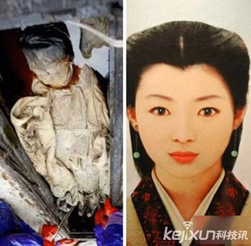 2. Mỹ nữ Lăng Huệ Bình triều Hán: Tháng 7/2002, tại quận Hải Châu, thành phố Liên Vân Cảng, các nhà khảo cổ học phát hiện được một thi thể còn được bảo quản rất tốt dù đã chôn cách đây 2000 năm. Đó là xác ướp của một người phụ nữ, cao chừng 1,60 m, da và cơ vẫn còn nguyên, không hề bị long tróc. Qua nghiên cứu, người ta biết được đây là xác ướp của một cô gái tên là Lăng Huệ Bình ở đời Hán. Công nghệ phục dựng cho thấy vẻ đẹp thanh tú, xinh đẹp của Lăng Huệ Bình.