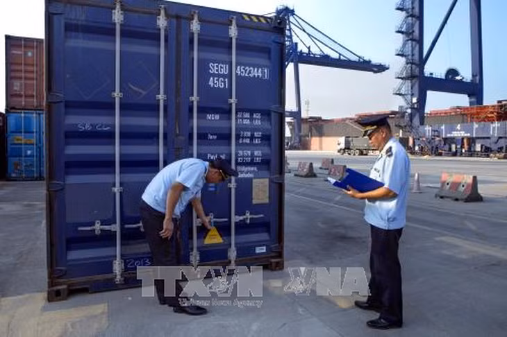 Từ đầu tháng 7 đến nay, Cục Hải quan Hải Phòng phát hiện số vụ vi phạm nhiều nhất với 34 container. (Ảnh: TTXVN)