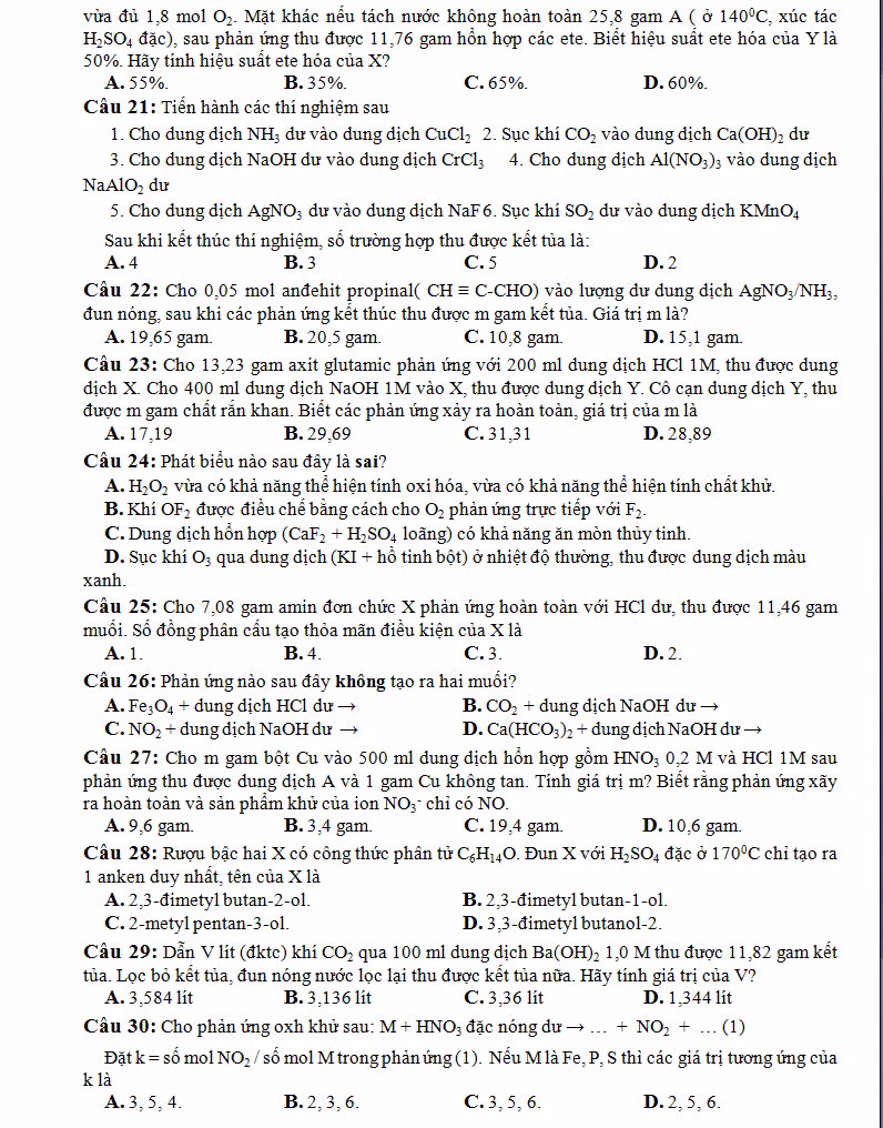 De thi thu THPT quoc gia 2015 mon Hoa THPT Luong The Vinh va dap an-Hinh-3