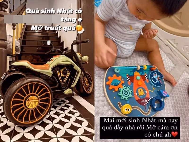 Bé Mỡ nhận rất nhiều quà sinh nhật. Ảnh: FB Minh Hằng.