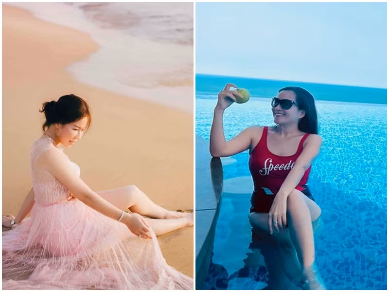 Anh Thơ và Ngọc Tiền đều lấy chồng kém tuổi. Trong khi Anh Thơ hơn Bình Minh 4 tuổi, Ngọc Tiền hơn Quý Bình 7 tuổi. Ảnh: FB Ngọc Tiền, Anh Thơ.