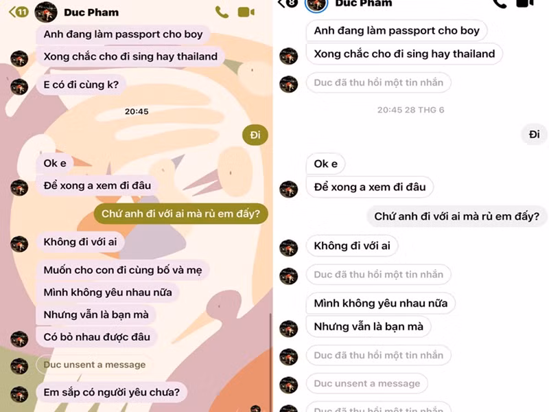 Diệp Lâm Anh nhanh chóng đáp trả chồng cũ. Nữ người mẫu tung loạt tin nhắn chứng minh Đức Phạm chủ động rủ đi du lịch cùng các con. Ảnh: FB Diệp Lâm Anh.