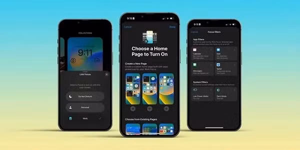 Trên iOS 16, Chế độ Tập trung (Focus Mode) đã có một số thay đổi lớn. Tính năng liên kết Màn hình khóa mới sẽ kết nối Màn hình khóa của bạn với một chế độ tập trung, giờ đây bạn có thể kích hoạt chế độ tập trung chỉ bằng cách chuyển đổi sang Màn hình khóa tương ứng.