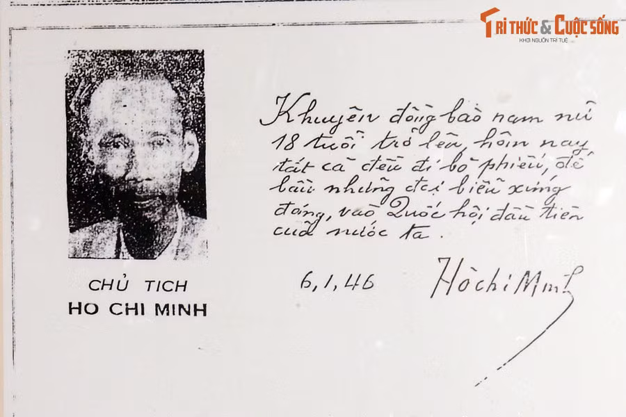 Lời khuyên đồng bào đi bỏ phiếu của Bác Hồ đăng trên Báo Quốc hội, số đặc biệt, ra ngày 6/1/1946.