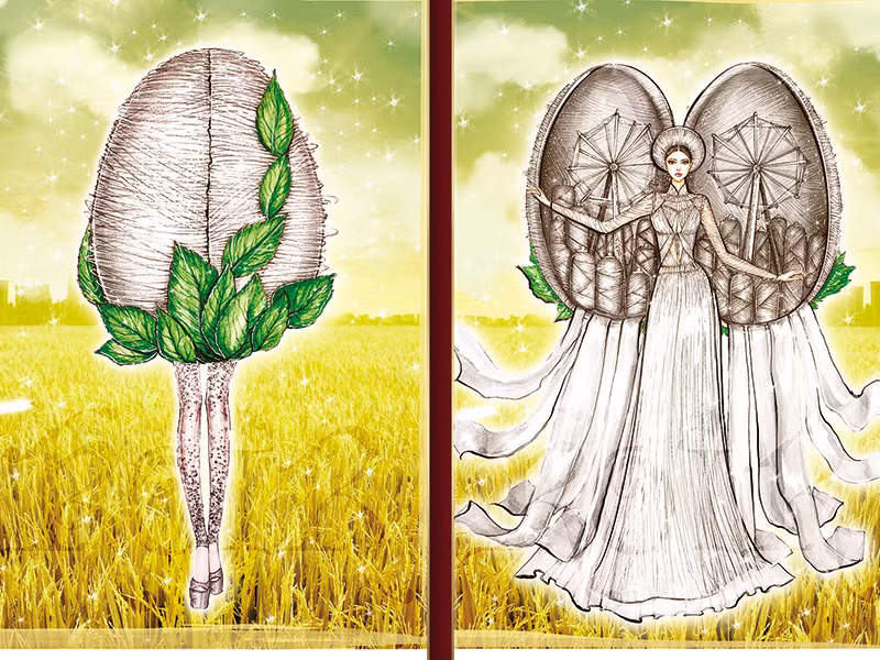 Thiết kế “Kén em” (Khoa Lỗ) được đánh giá có sự sáng tạo dựa trên cảm hứng làng nghề truyền thống Việt Nam và đề cao tính trình diễn.
