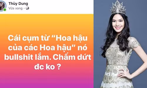 Thùy Dung đăng quang Hoa hậu Việt Nam 2008. Năm 2019, cô cũng có phát ngôn gây tranh cãi. Cụ thể, nàng hoa hậu đăng tải dòng trạng thái hàm ý chê bai danh hiệu "Hoa hậu của Hoa hậu". Ảnh: Saostar