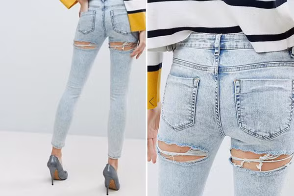 Chiếc quần gây thách thức không nhỏ bởi rất có thể thảm họa sẽ xảy ra khi đường xẻ bị rách và kéo dài ra tới tận đằng trước do bạn ngồi quá mạnh.