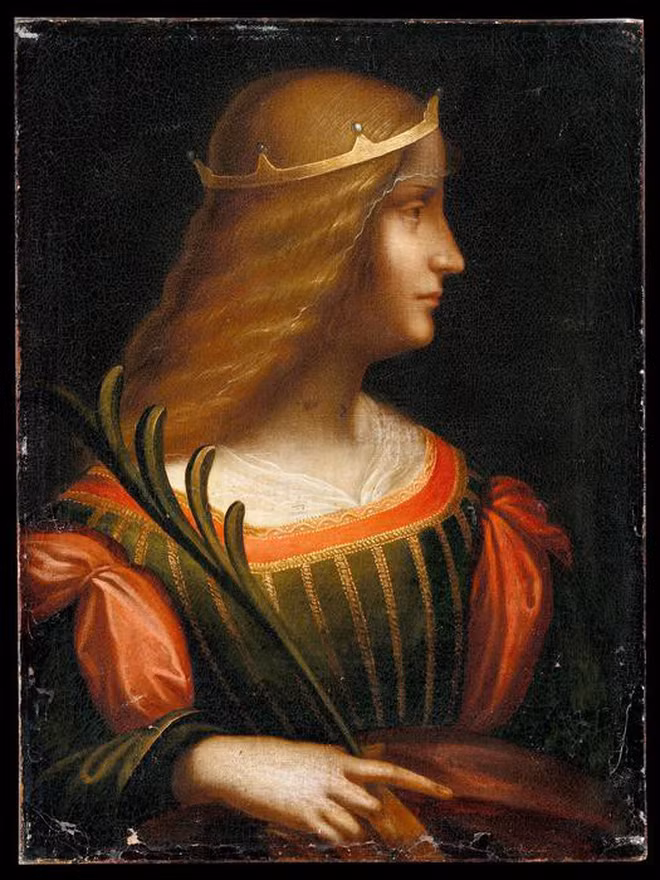 Trong bức tranh này, danh họa da Vinci đã vẽ quý bà Isabella có một nụ cười mỉm bí ẩn giống như nụ cười nàng Mona Lisa cùng một chiếc cằm khá tròn trịa.