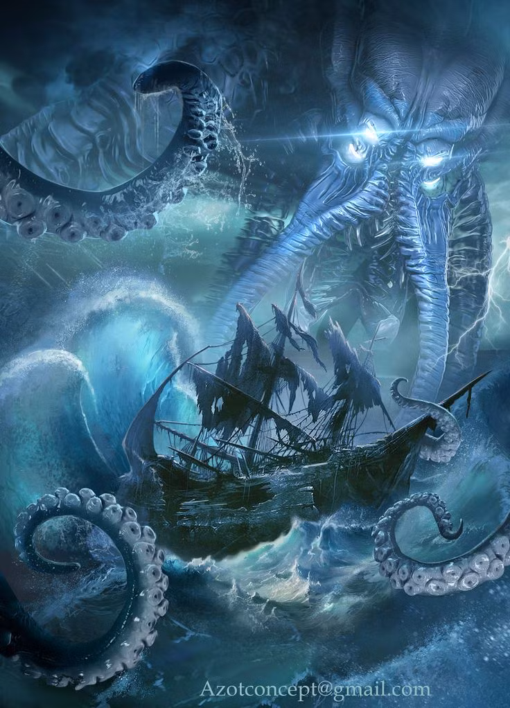 Quái vật Kraken thường trú ẩn ở rất sâu dưới đáy đại dương. Thỉnh thoảng, sinh vật to lớn giống bạch tuộc với chiều dài mỗi xúc tu từ vài chục cho tới hơn 100m.