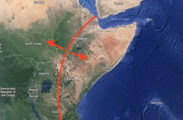 Không chỉ tách rời hai mảng Somalia và Nubian, Đới tách giãn Đông Phi cũng đang đẩy chúng rời xa mảng Ả Rập ở phía bắc. Đây là một hiện tượng địa chất đáng chú ý, cho thấy sự động chất của Trái Đất.