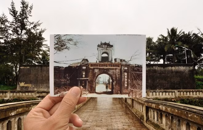 Ảnh chụp thành cổ Quảng Trị năm 1968 và hiện trạng di sản ngày nay.
