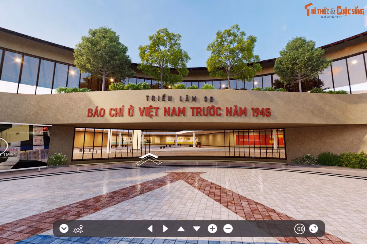 Bước vào tòa nhà, sảnh triển lãm hiện ra trong một không gian hiện đại. Có thể xoay 360 độ để quan sát toàn cảnh không gian triển lãm. (Ảnh chụp màn hình).