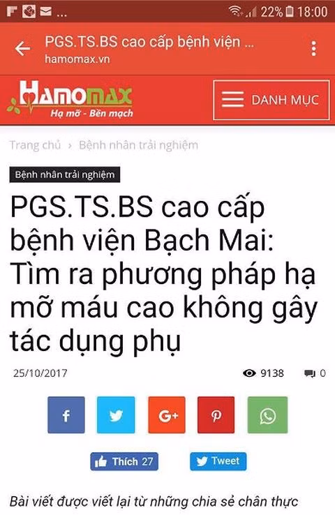 Hamomax cũng từng được quảng cáo dưới hình thức sử dụng hình ảnh, uy tín của cán bộ y tế
