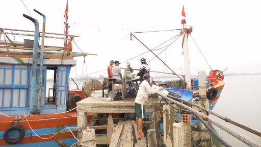 Bù lại, nếu thuận lợi, thu nhập mỗi chuyến đi biển khoảng 150 triệu đồng, trừ chi phí chuyến đi tàu anh chia cho mỗi ngư dân gần 10 triệu đồng. Ảnh: QuangtriTV