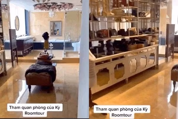 Xa xa là phòng tắm bằng cả gian nhà cùng chiếc tủ chất toàn quần áo đồ hiệu. Ảnh: Vietnamnet