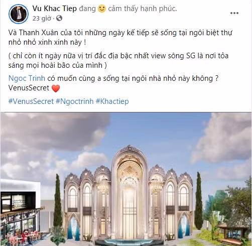 Mới đây, Vũ Khắc Tiệp khiến khán giả phải trầm trồ khi hé lộ bản vẽ căn biệt thự mới vừa sang trọng, vừa bề thế tại TP HCM.