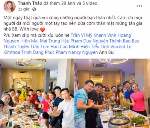 Mua nhà ở Việt Nam đã được một thời gian nhưng vừa qua, ca sĩ Thanh Thảo mới tổ chức tiệc tân gia.