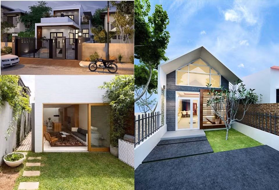 Nhà ống 1 tầng theo phong cách truyền thống kết hợp với mái bằng. Kiến trúc sư có thể sử dụng tầng tum, tạo nên không gian thiên nhiên mini. Ảnh: Lao động
