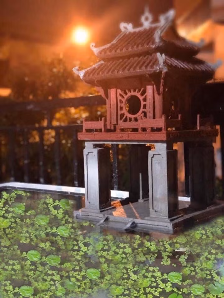 Bộ từng tái hiện lại công trình chùa một cột đến 3 lần. Những công trình thời Lý, thời Trần, thời nhà Nguyễn cũng được anh lấy làm ý tưởng cho những thiết kế của mình. Ảnh: Vietnamnet