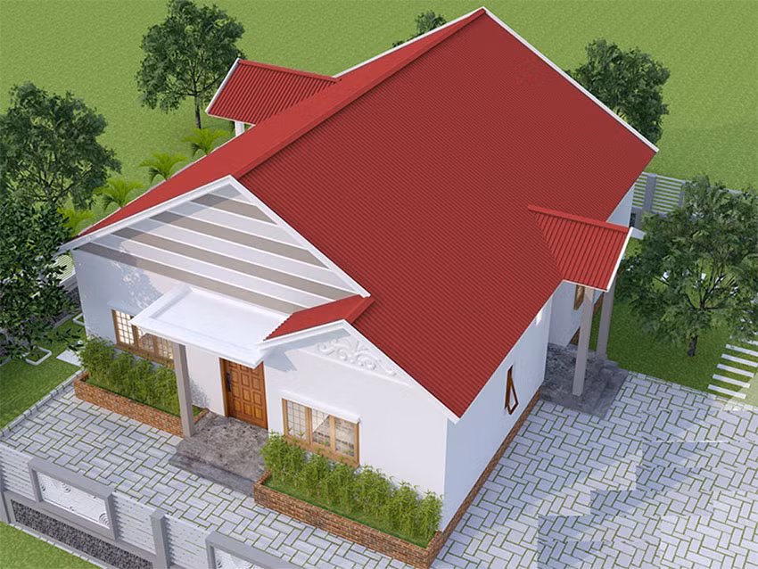  Nhà mái tôn chống nóng đơn giản giá từ 150 - 200 triệu đồng phù hợp với cặp vợ trồng trẻ ở ngoài thành.