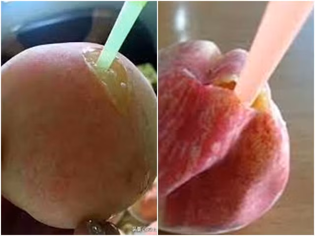 Mới đây, đoạn clip một người đàn ông cắm ống hút vào quả đào và hút nước trực tiếp đăng tải trên mạng xã hội Weibo khiến ai cũng phải ngạc nhiên.
