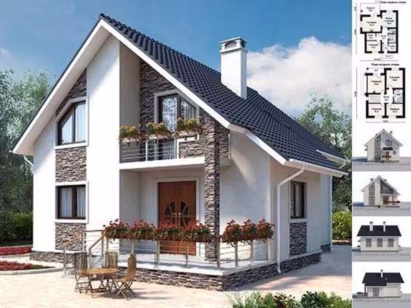 Mẫu nhà cấp 4 gác lửng thiết kế như biệt thự vườn đang là lựa chọn của rất nhiều người. Ảnh: Gachtranh3d.